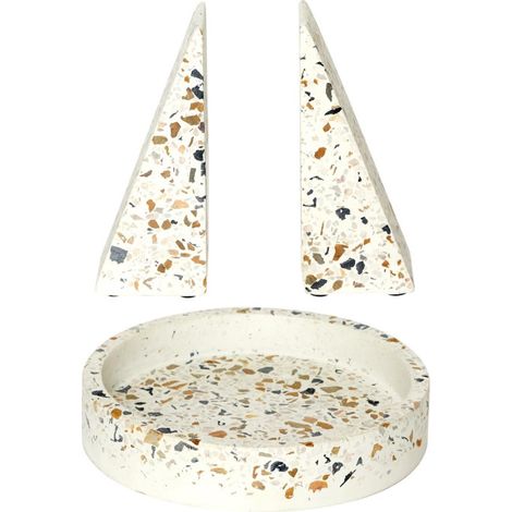 Vide-Poche & Serre-Livres "Terrazzo" 14cm Blanc (1/4)