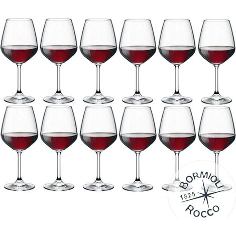 Set 12 calici con piede degustazione vino rosso Bicchieri Divino Cl 53 bormioli tavola elegante occasioni speciali regalo (1/4)