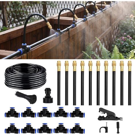ZHIJIA PREMIUM Système d'arrosage brumisateur réglable 360° pour tuyau 1/4" longueur 10m pour serre (1/5)