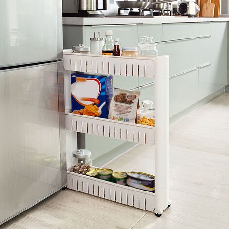 Étagère à Roues, Meuble de Rangement avec Roues - Matériau: Plastique - Poids: 1,79 kg - 3 Compartiments, 54.512.571cm, Blanc