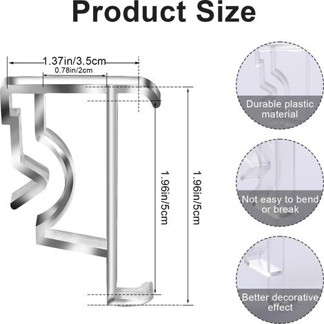 2-Zoll-Set mit 5 transparenten Jalousie-Blendenclips, Kunststoff verdeckt. (1/5)