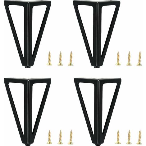 4 schwarze Möbelfüße, 15 cm (6 Zoll) lange Metall-Ersatzfüße, Möbelfüße, Tischbeine, Schrankbeine, für Stühle, Kleiderschränke, Sofas