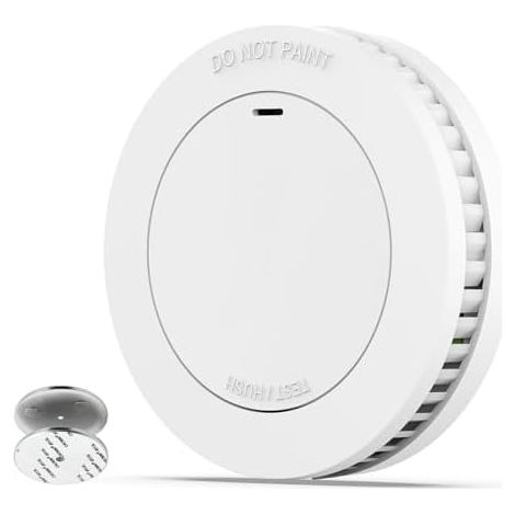 Détecteur de fumée à 10 Ans avec Support magnétique, détecteur d'incendie sans LED clignotement, Alarme Audible 85 DB, Fonction muette, Petite Blanc, EN14604 Bianco 1 unità