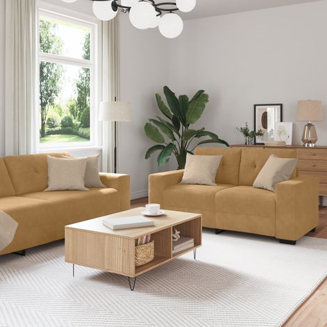 Sofa Set 3 pcs Brown Velvet vidaXL (1/5)