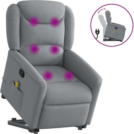 Massagesessel mit Aufstehhilfe Hellgrau Stoff
