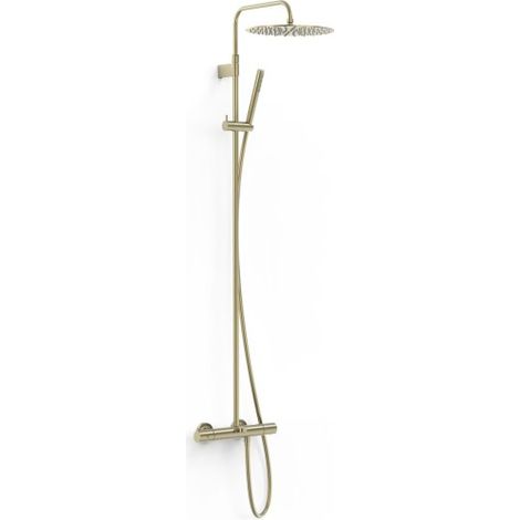 Ensemble de robinet thermostatique mural 3 voies pour baignoire et douche Over-wall Cava doré - TRES 19031202CA