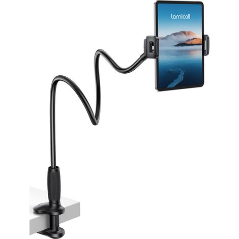 Support Tablette avec Col de Cygne, [Base Stable, Bras Flexible], Design Tube Conique, 85cm Support iPad pour Lit, 360° Rotation (1/5)