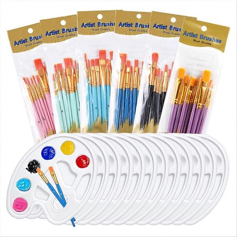 Ensemble de 72 pièces pour peintre : pinceaux, palette et plateau de 12 pouces. Kit professionnel pour artistes. (1/5)