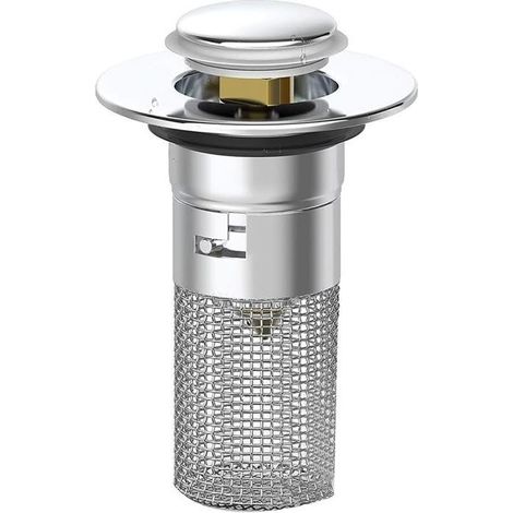 Bonde de Lavabo Universelle - Panier Filtrant Amovible - Acier Inox - Anti-obstruction (1/4)