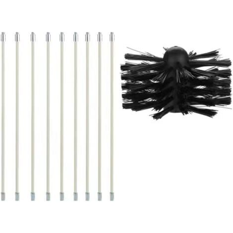 Kit Brosse de Cheminée, Outil Nettoyage pour Cheminées Brosse Kit de Ramonage Ccontient 9 (40cm Tiges Flexibles et 1 (100mm) Tête de kit de ramonage du Poêle à Granulés pour Poêle à Pellet