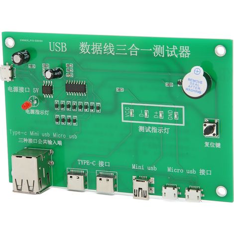 Testeur Universel de Câbles USB - Diagnostic pour Type C, Micro USB et Mini USB avec Circuit Imprimé (1/5)