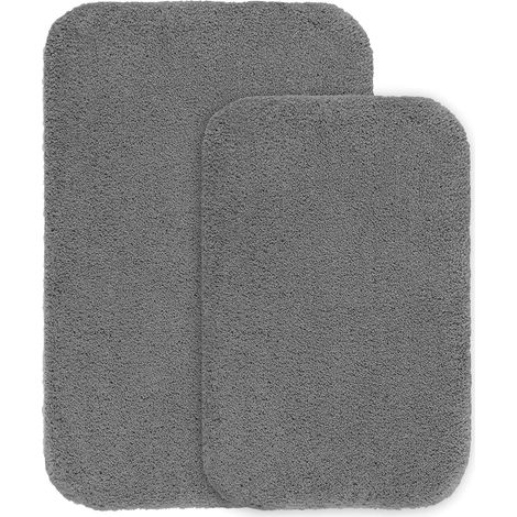 Set mit 2 saugfähigen, rutschfesten Mikrofaser-Badematten, 40 x 60 cm und 50 x 80 cm für das Badezimmer (1/5)