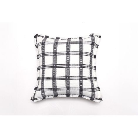 Coussin blanc et gris fonce a carreaux 45x45 cm warmy 200002365 200002365 200002365 (1/2)