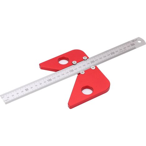 Règle de centrage à 45° et 90°, outil de mesure pour menuisier et ébéniste, rouge (1/5)