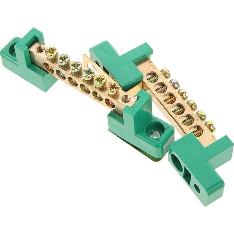 Kit de Barre Omnibus de Mise la Terre en Cuivre 2pcs 6 Bornes pour Connexions de Mise la Terre Sécurisées et Distribution Électrique (1/5)