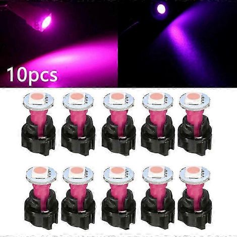 Lot de 10 ampoules LED 5050 violettes PC74 T5 1 SMD 12 V pour tableau de bord de voiture, douilles à visser, accessoires décoratifs pour voiture (1/5)