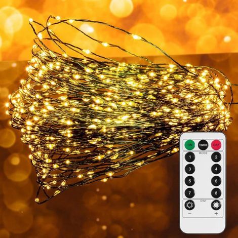 Guirlande Lumineuse LED, 15M Guirlande Lumineuse 300 LED,Alimenté par Batterie et USB avec Télécommande, 8 Modes, pour Noël (1/5)