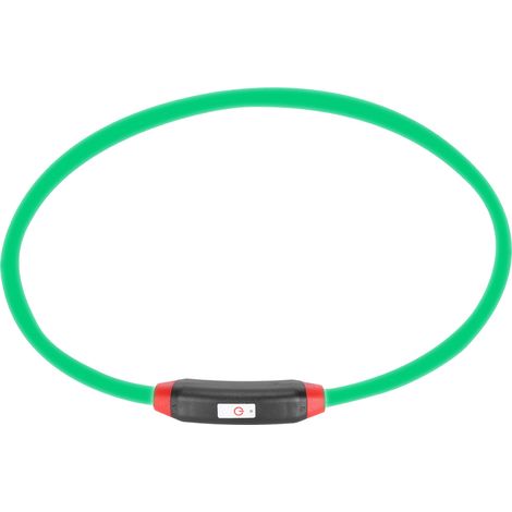 Collier anti-morsure pour chien LED rechargeable USB, réglable et personnalisable, avec lumière verte. (1/5)