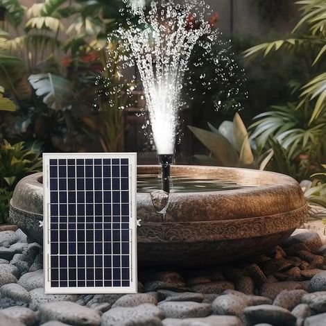 (9V 10W) Kit de pompe à eau solaire silencieux avec moteur sans balais haute puissance pour un débit de 500 l/h, idéal pour piscine, cascade, fontaine, jardin, bassin et abreuvoir à oiseaux. (1/5)