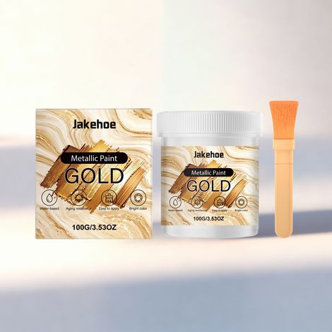 Water-based metallic paint (gold), suitable for decorating various material surfaces, even color, easy to apply -- 100g1, brush1 -- BIEMMEDUE (1/5)