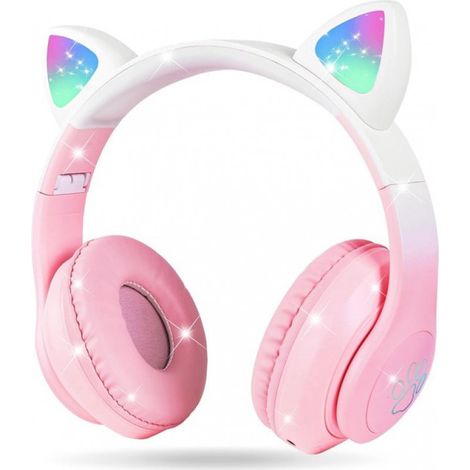 Casque Bluetooth pour enfants avec oreilles de chat - Sans fil et filaire, son stéréo HD, 10 heures d'autonomie, limitation du volume pour plus de sécurité (1/5)