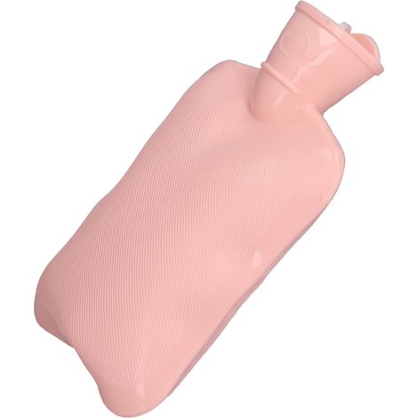 Bouillotte en PVC épais, portable, infusée d'eau chaude, idéale pour les chambres d'étudiants et pour garder les pieds au chaud (rose). (1/5)
