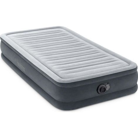 Intex 67766ND - Materasso Gonfiabile Dura-Beam Comfort Plush Singolo, con Pompa Elettrica Incorporata, PVC, Grigio, 99x191x33 cm (1/5)