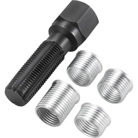 Juego de 5 herramientas para reparar roscas de bujías M14 x 1,25, kit para reenroscar bujías y culatas (4 insertos)