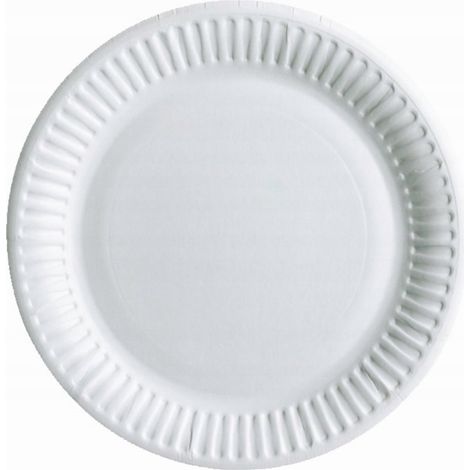 Piatti di carta usa e getta da 23 cm - 100 pezzi, bianchi, ecologici - per barbecue (1/5)