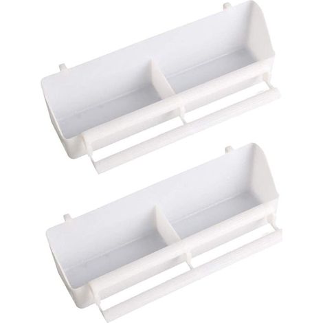 Bol de Nourriture pour Oiseaux Blanc, 2 Pièces Bol de Nourriture pour Oiseaux en Plastique, Bol de Nourriture en Cage à Oiseaux avec Compartiment pour Perroquet, Canari, Moineau, (1/5)