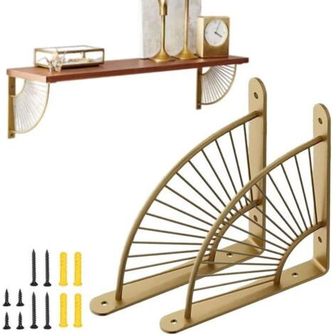 BUNTHAUS Deux supports d'étagère muraux, 200 mmSupport de console en acier inoxydable (doré)