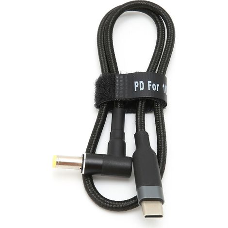 Adaptador de carga rápida USB-C a DC PD, cable de carga antienredos, diseño compacto y apto para viajes, estructura de conector reforzada, simulador PD integrado (3 en 1).