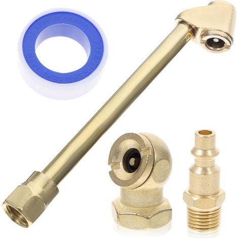 Brass air valve set, 1 set, 1/4 NPT, robust, for tire valves, accessories for air compressors, suitable for nozzles and rapid inflation (1/5)