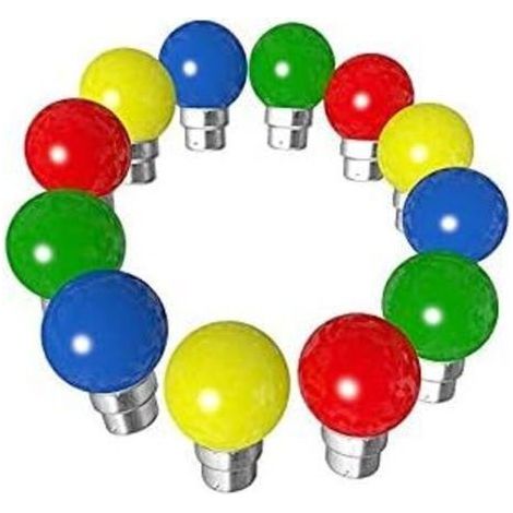 Lot de 12 ampoules Led B22 1W Guirlande Incassable (3x Rouge, 3xJaune, 3xVerte, 3xBleu) (1/5)