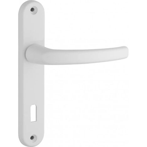 THIRARD - Ensemble de poignées pour porte de chambre Sultane trou de clé, carré 7mm, entr'axes 165mm, blanc - THIRARD