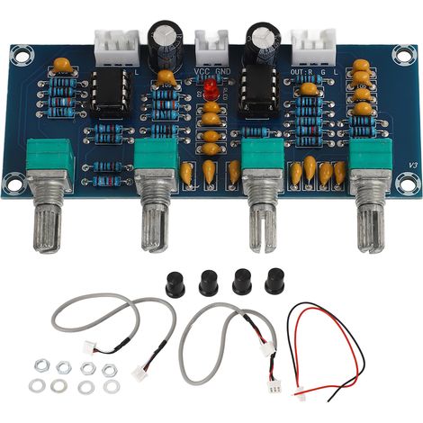 Zweikanal-Vorverstärker mit Bass-, Mitten- und Höhenregler, Dual-Core NE5532 Lautstärkereglerplatine für Kopfhörer und Lautsprecher, 12–24 V DC-Audiosystem (1/5)