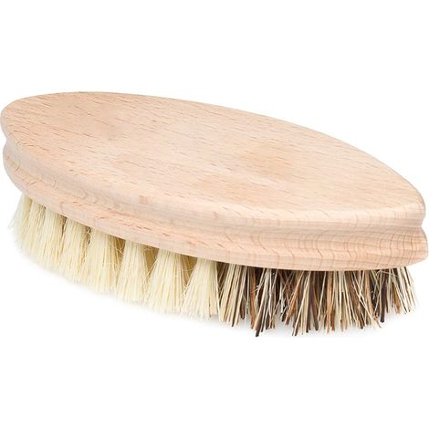 Brosse À Légumes - Double Face Doux Et Rigide - Manche En Bois De Hêtre - Pour Légumes Délicats Et Racines - 1 Pièce (1/5)