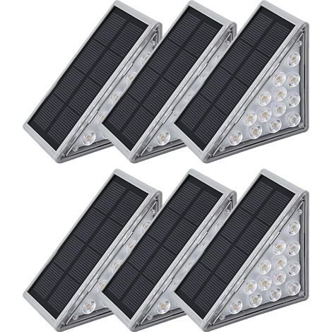 Set of 6 solar staircase lamps, IP67 waterproof outdoor solar lamps, LED outdoor staircase lamps for garden staircase, staircase, front step, porch and terrace (1/5)