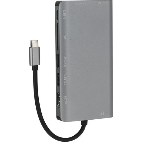 Hub USB-C 8 en 1 avec Ethernet, VGA, USB 3.0, SD et Charge Rapide PD pour Ordinateur (1/5)