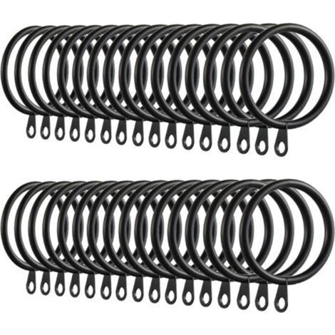 60 Pieces Curtain Rings, Metal Curtain Hanging Rings for Curtains and Rods, 38mm Inner Diameter (Black) (1/4)