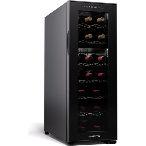 Klarstein Freistehender Weinkühlschrank 2 Zonen, Getränkekühlschrank Klein, Kleiner Weinschrank, Wein-Kühlschrank Klein mit Glastür, Indoor/Outdoor Flaschenkühlschrank, Wine Fridge, 18 Flaschen