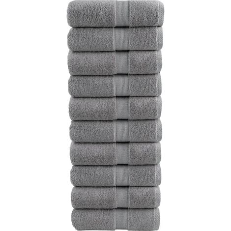 Filiyano-Serviettes de toilette de qualité supérieure SOLUND, 10 pièces, grises, 30 x 30 cm, 600 g/m² (1/5)