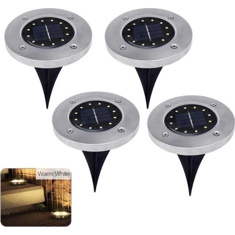 Vergrabene Sonnenstrahler - Unbekannte Marke - 4 Stück - Warmweiß - IP44 - 12 LEDs