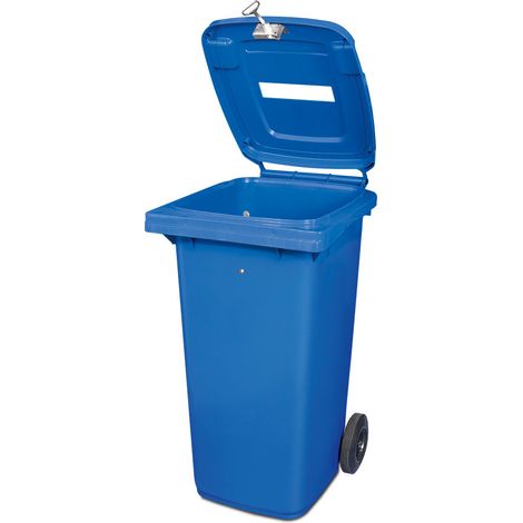 BRB 120 Liter DIN Mülltonne mit Papiereinwurf u. Dreikantschloss, blau, BxTxH 480x550x930 mm