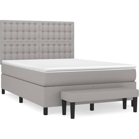 Maison Exclusive - Cama box spring con colchón tela gris claro 14 (1/5)