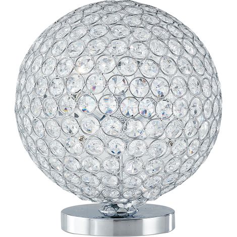"Lampada da tavolo PLANET in metallo cromato e cristalli" (1/2)