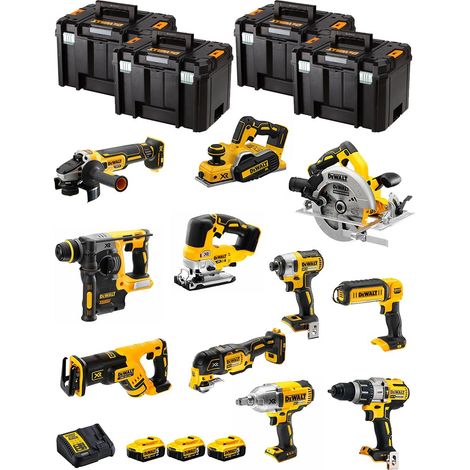 Dewalt – Pack de 10 outils électroportatifs 18V – Perceuse DCD996, perforateur DCH273, meuleuse DCG405 – 3 batteries 5.0Ah – Coffret TSTAK VI (1/5)