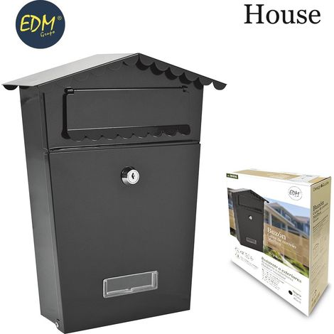 Hausmodell-Briefkasten aus Stahl, schwarz, EDM