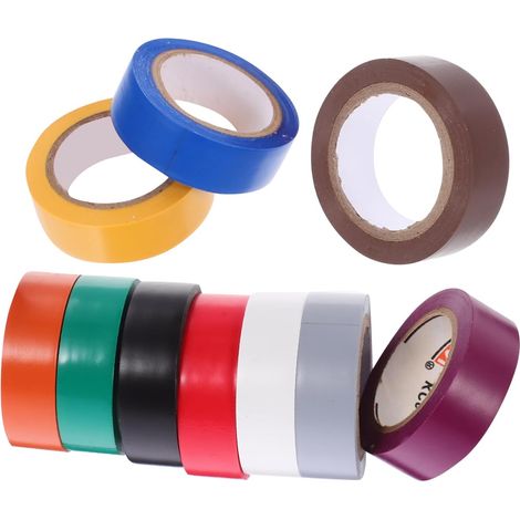 Ruban adhésif électrique en PVC coloré, 10 rouleaux, protection (1/5)