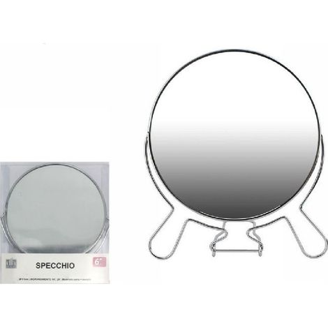 TrAdE Shop Traesio - Specchio Per Cosmetici Rasoio Barba Trucco Make Up Ingrandimento 6″ Pvc 07093 -